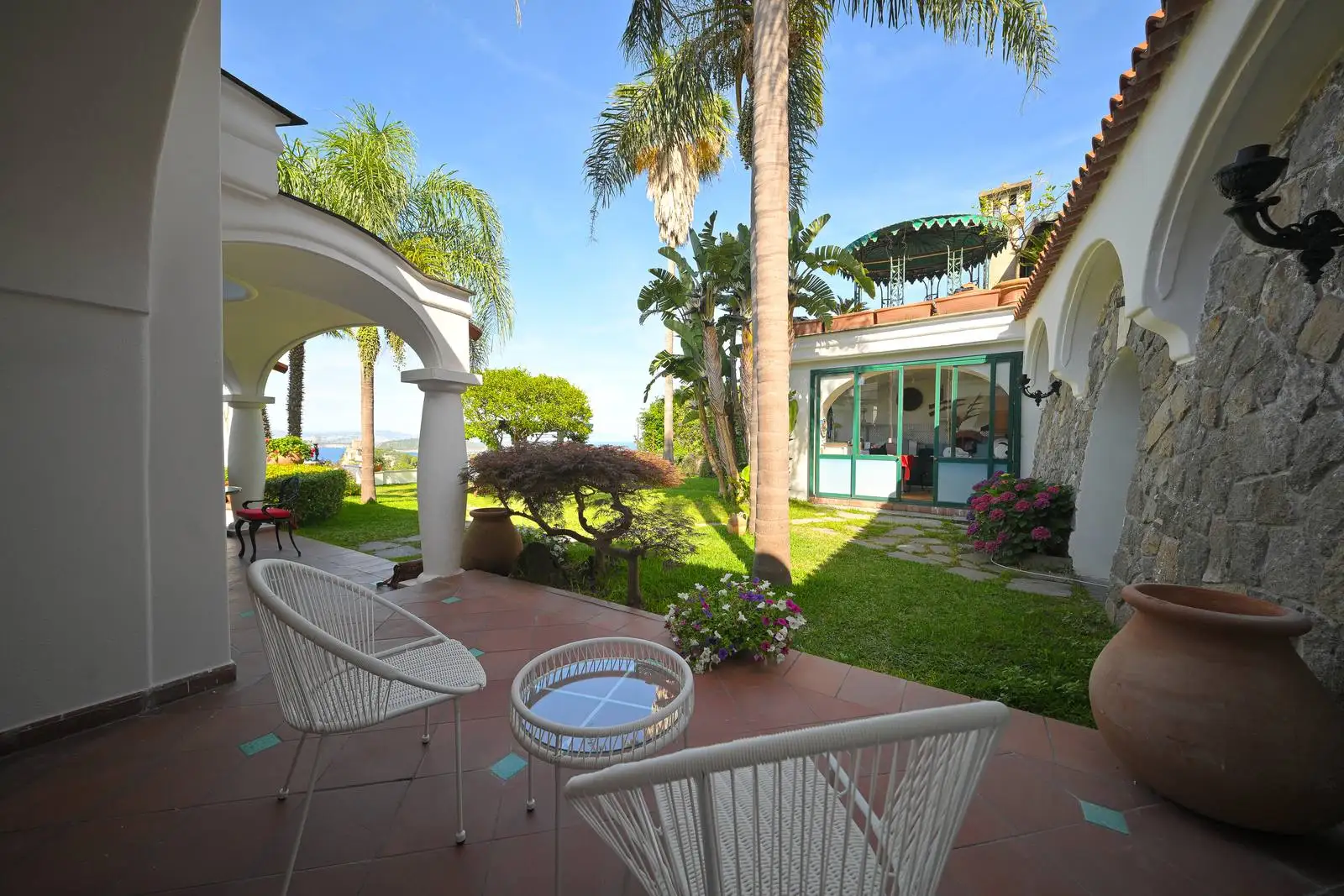 The patio in the greenery